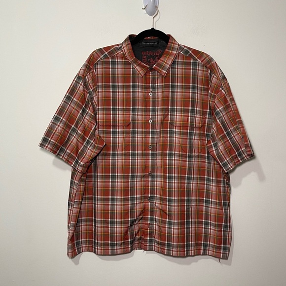 Kuhl Men's orange grey plaid checkered outdoor hiking button down shirt in XXL - Picture 1 of 6